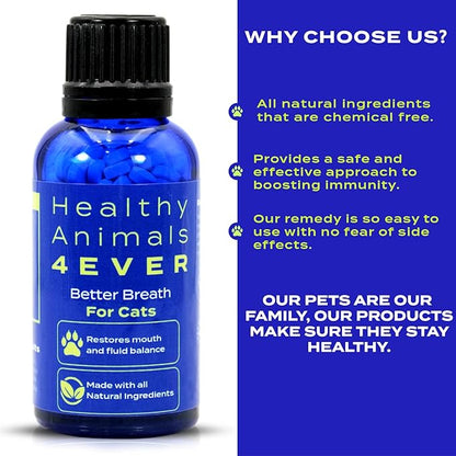 HA4E - Cat Bad Breath Remedy - Promotes Clean Teeth, Plaque &amp; Tartar Control - No Brushing Needed - All-Natural, Non-GMO, Organic, Preservative &amp; Chemical Free - 300 Dissolvable Tablets
