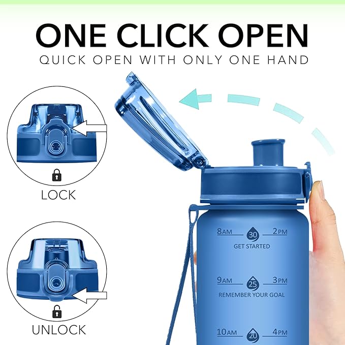 32oz Motivational Water Bottles with Time Marker &amp; Fruit Strainer, Transparent Gradient Color Water Bottle with Times to Drink, Leakproof &amp; BPA Free, Reusable Bottle with Strap (No Straw)
