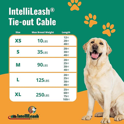 60FT Tie-Out Cables for Dogs - Strong, Safe, and Durable Dog Tie-Outs for Every Breed up to 250 Pounds - Weather and Wear Resistant Galvanized Aircraft Cable for Outside Use