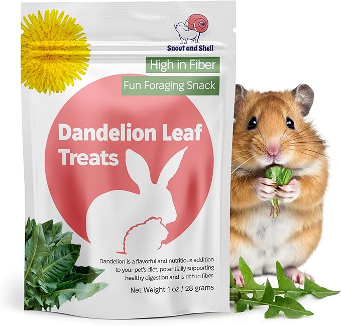 Snout and Shell Dandelion Leaf Treat for Small Pets – 1 oz (28g) | High-Fiber, Natural Foraging Snack for Rabbits, Guinea Pigs, Chinchillas, Squirrels &amp; More