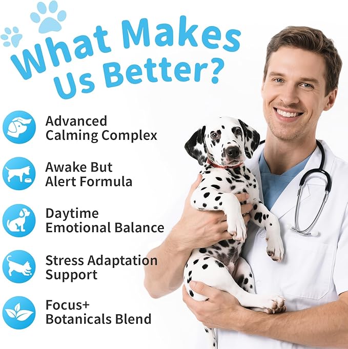 Calming Chews for Dogs – Calming Treats for Anxiety, Stress, Separation, Travel&amp;Thunder, Relaxation &amp; Focus Support with L-Theanine, Valerian Root, Chamomile &amp; Ashwagandha, Chicken Flavor, 90Ct