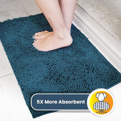 Muddy Mat® Original Dog Door Mat for Muddy Paws, Super Absorbent Microfiber, Non-Slip Washable Pet Rug, Quick Dry Chenille Entryway Carpet, Machine Washable Indoor Outdoor mat, Atlantic Blue 24"x120"