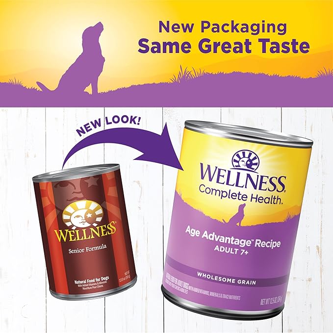 Wellness Complete Health Natural Wet Canned Dog Food, Age Advantage Chicken &amp; Sweet Potato, 12.5-Ounce Can (Pack of 12)