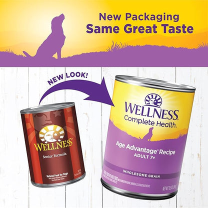 Wellness Complete Health Natural Wet Canned Dog Food, Age Advantage Chicken &amp; Sweet Potato, 12.5-Ounce Can (Pack of 12)