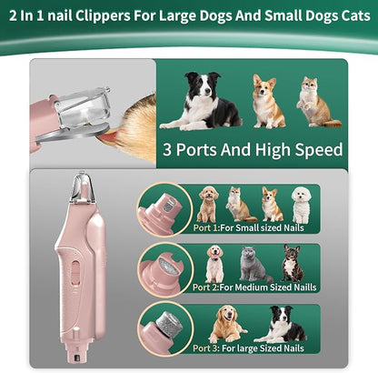 2 in 1 Cat Nail Clippers &amp; Dog Nail Clippers Trimmers for Large Medium Small Dogs Cats Claw Trimmer Quick Sensor and Safety Guard USB Rechargeable with 2 LED Lights Dogs Nail Trimmer
