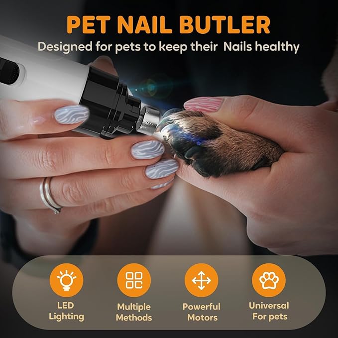 Silent Groom Pro Nail Grinder, 2025 New Electric Dog Nail Trimmer, Pet Nail Grinder for Dogs Cats, Rechargeable Dog Nail Clippers, Pet Paws Grooming &amp; Smoothing Tool