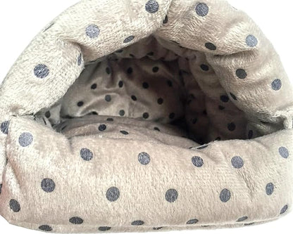 WOWOWMEOW Guinea Pig Cave Bed Small Animals Warm Cage Hanging Bed for Rat, Chinchilla, Hedgehog, Rabbit (M, Dot-Grey)