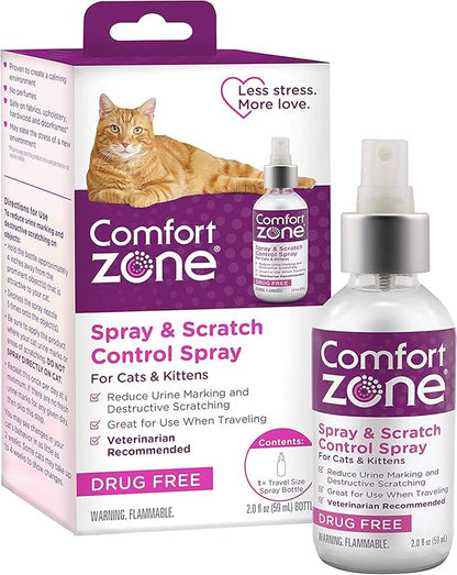 Comfort Zone Spray &amp; Scratch Control Cat Calming Spray (2 x 2 Oz (4 oz Total))