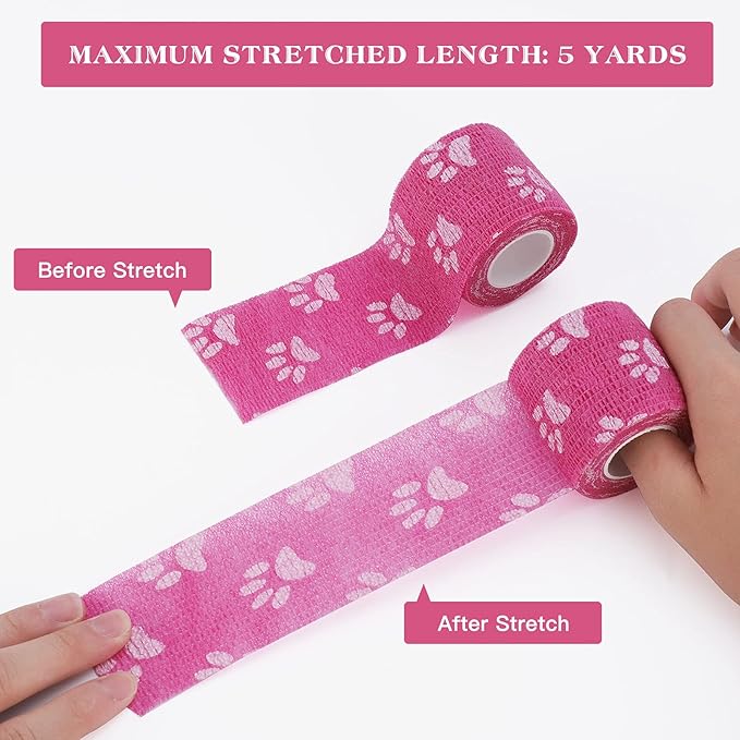Vet Wrap Self Adhering Bandage Wrap Cohesive Bandage Multi-Function Wrap Tape for Dogs Cats Horses Birds Animals Non-Woven Strong Sports Tape for Wrist Healing Ankle Sprain &amp; Swelling 6 Rolls