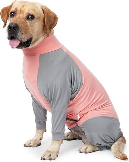 Dog Recovery Suit, Abdominal Wound After Surgery Wear, Prevent Licking Wounds, E-Collar &amp; Cone Alternatives, Long Sleeve Postoperative Shirts Dog Bodysuit Prevent Shedding(3XL, Pink)