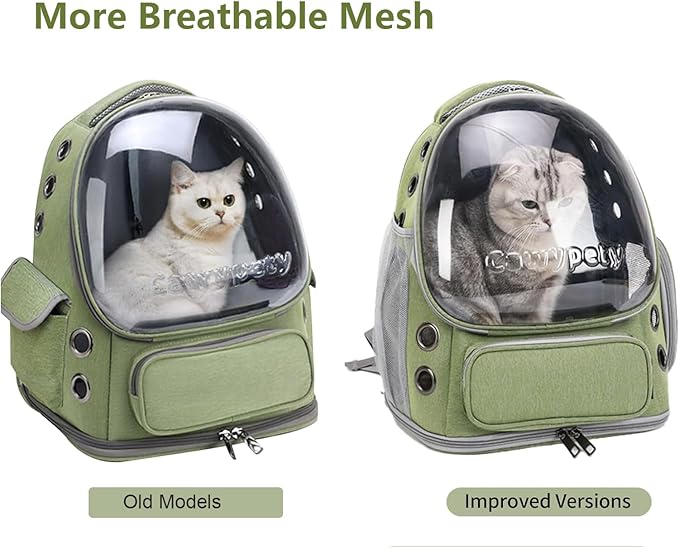 Cat Backpack Carrier, Breathable Cat Carrier Large Space Bubble Pet Backpack for Kitty Small Dog up to 15lbs, Transparent &amp; Foldable Pet Carrier for Travel Hiking