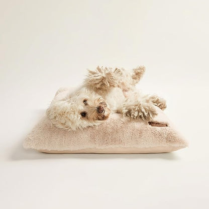UnHide Floof Pet Pillow - Extra Soft Dog Bed Pillow- Removable Faux Fur Cover - Machine Washable - Helps Ease Pet Anxiety &amp; Provides The Perfect Sleep, 28 x 36 x 5, 10lbs - Beige