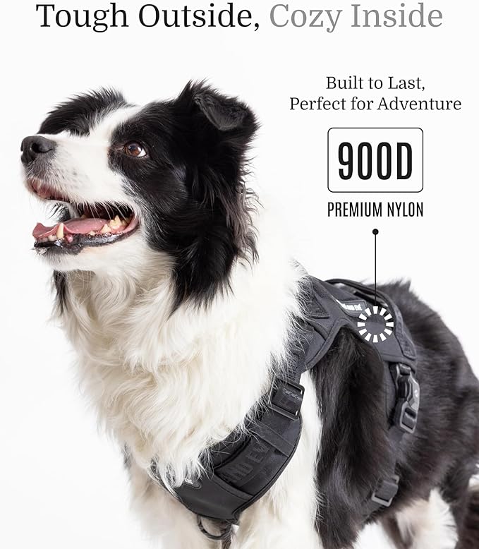 2025 New Edition, Fei &amp; Eve MagEase Dog Harness - 3-Second Magnetic Buckles | 3-Point No-Pull Control | Heavy-Duty 900D Nylon | Dual Safety Handles | Breathable Mesh | Adjustable Fit | Large,Black