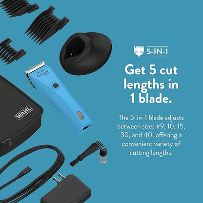 WAHL Professional Animal Bravura Lithium Ion Clipper - Pet, Dog, Cat, and Horse Corded/Cordless Clipper Kit, Turquoise (41870-0438)