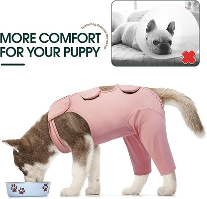 Kuoser Dog Recovery Suit for Rear Legs, Thigh Wound Protective Sleeve for Dogs, Dog Recovery Sleeve for Female Male Dogs, Dog Onesie After Surgery Pet Surgical Suit for Spay Neuter, Pink M