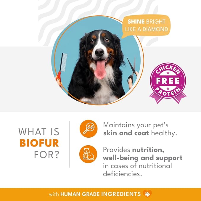 BIOFUR: Omega 3 Supplement for Cats &amp; Dogs - Puppy Essentials &amp; Dog Allergy Relief - Vitamins, Minerals for Feline &amp; Canine Skin, Coat Health, Nutrition, Well-Being, Orange