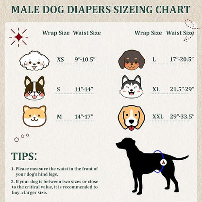 Reusable Dog Diapers Male, Premium Washable Belly Bands for Male Dogs XXL, Pack of 5, High Absorbing Male Dog Wraps for Doggie &amp; Puppy in Incontinence or Excitable Urination and Training(XXL)