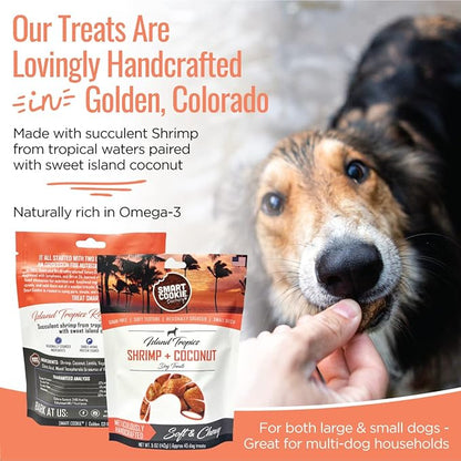 Smart Cookie All Natural Dog Treats - Shrimp &amp; Coconut - Training Treats for Dogs with Allergies, Sensitive Stomachs - Soft Dog Treats, Chewy, Grain Free, Human-Grade, Made in USA - 5oz, Pack of 3