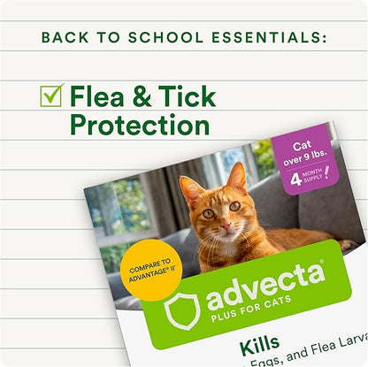 Plus Flea Prevention for Cats, Cat and Kitten Treatment &amp; Control, Small and Large, Fast Acting Waterproof Topical Drops, 6 Month Supply