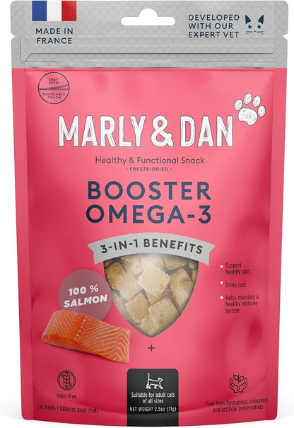 Marly &amp; Dan Tasty 100% Freeze Dried Salmon Omega-3 Booster Treats and Food Topper for Cats