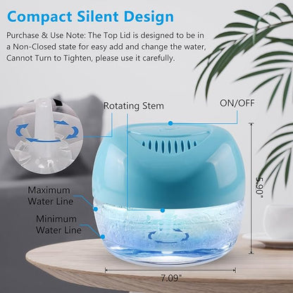 Water-Based Purifier Air Washer, Air Revitalizer &amp; Freshener, Air Fresher with 7 LED Color Changing Light for Rooms (Blue)