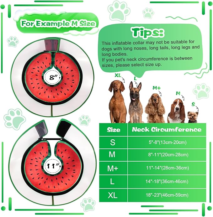 Inflatable Dog Cone Collar with Detachable Enhanced Anti-Licking Shield, Soft Neck Donut Collar for Dogs After Surgery, Adjustable Dog Cone Alternative for Large Medium Small Dogs &amp; Cats