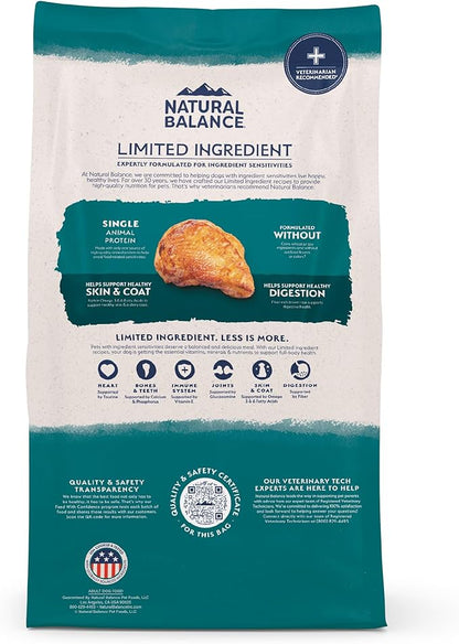 Natural Balance Limited Ingredient Adult Dry Dog Food with Healthy Grains, Chicken &amp; Brown Rice Recipe, 4 Pound (Pack of 1)