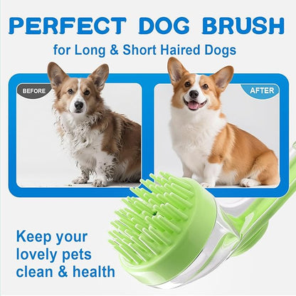 Dog Bath Brush, Silicone Pet Bath Brush with Soap Dispenser,Deep Cleansing &amp; Gentle Massage for Dogs &amp; Cats, Suitable for Long &amp; Short Hair, Easy Grip, Bathing &amp; Grooming(Green)