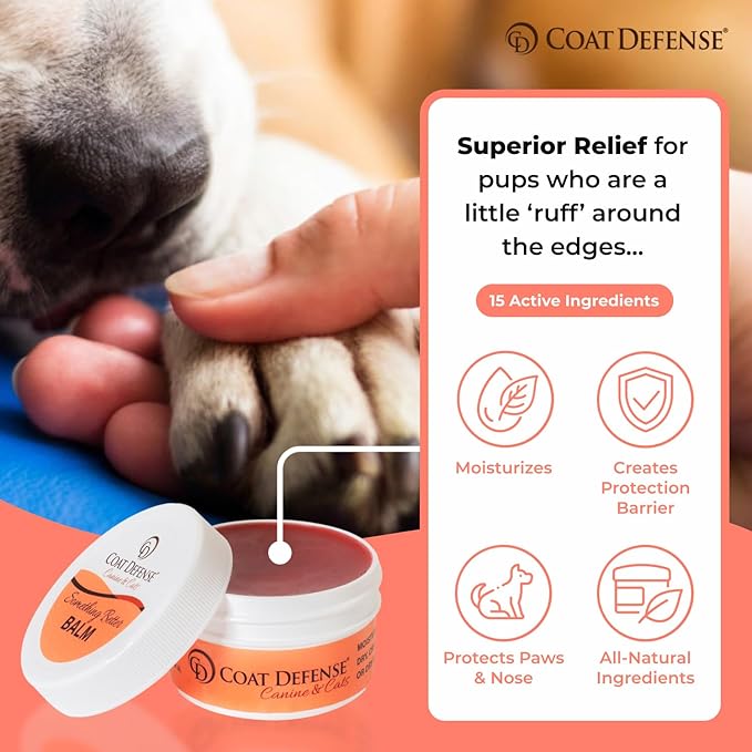 COAT DEFENSE Something Better Balm | Made in USA | Nose &amp; Paw Balm | Lick Safe, Healing and Deeply Moisturizing | Paw Soother for Dogs &amp; Dog Skin Soother (1.5 OZ)