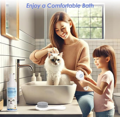 Cat Waterless Shampoo - No Rinse Formula for Quick Clean Between Baths, Hypoallergenic &amp; Detangling, Reduce Itchy Skin Shedding &amp; Odor Control,Vet-Recommended for Kittens/Senior Cats