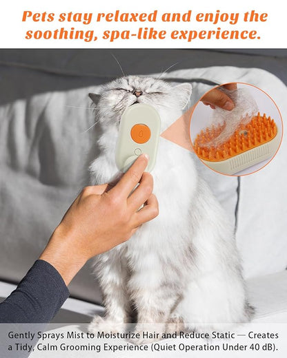6 in 1 Cat Steam Brush for Shedding, Portable Anti-Static Grooming Comb for Cats &amp; Dogs, Steam Misting Water Brush, Self-Cleaning Pet Hair Remover, Indoor Cat Spray Brushes for Cats &amp; Dogs