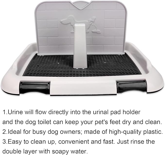 Indoor Dog Potty Tray - Miniature Poodle Pad Holder, Anti-Slide Plastic Potty for Small &amp; Medium Dogs (Black)