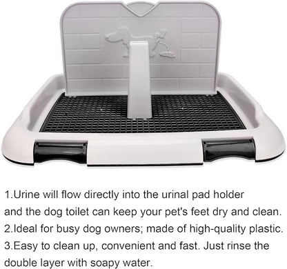Indoor Dog Potty Tray - Miniature Poodle Pad Holder, Anti-Slide Plastic Potty for Small &amp; Medium Dogs (Black)