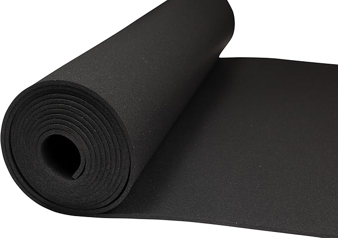 Playsafer Genaflex Rubber Gym Floor Mat, Heavy Duty Commercial Protective Gym Flooring Roll - 8mm Thick (Black, 4&