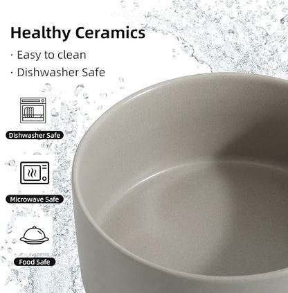 Non-Slip 8.2inch Ceramic Dog Food and Water Bowl for Large Breed Dogs, Pet Bowl for Replacement (Single Bowl, Grey)