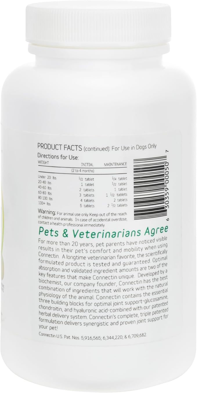 InClover Connectin Natural Hip &amp; Joint Supplement for Dogs with Glucosamine, Chondroitin &amp; Hyaluronic Acid - Tablet for Dog Mobility, Comfort &amp; Active Lifestyle Support, 50 Count