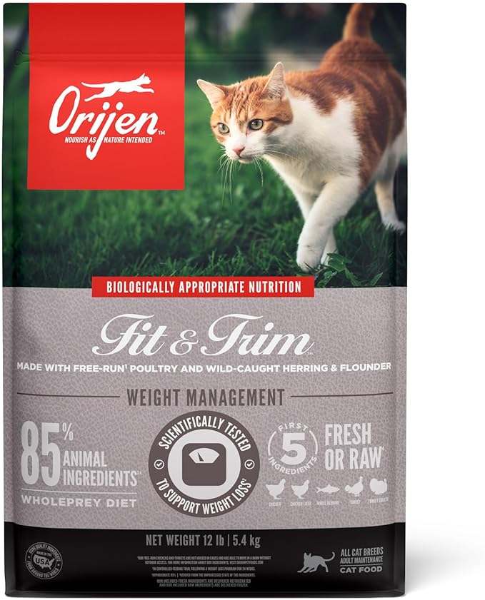 ORIJEN Fit &amp; Trim Grain Free High Protein Premium Dry Cat Food 12lb Bag