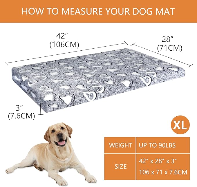 VANKEAN Stylish Dog Bed for Crate - Reversible Cool &amp; Warm, Waterproof Inner, Firm Support, Machine Washable, XXL to Small, Grey