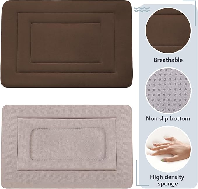 JoicyCo Dog Crate Bed Pad Mat, 36 in Non Slip Bottom Washable Kennel Pad for Medium &amp; Large Dogs, Dark Brown