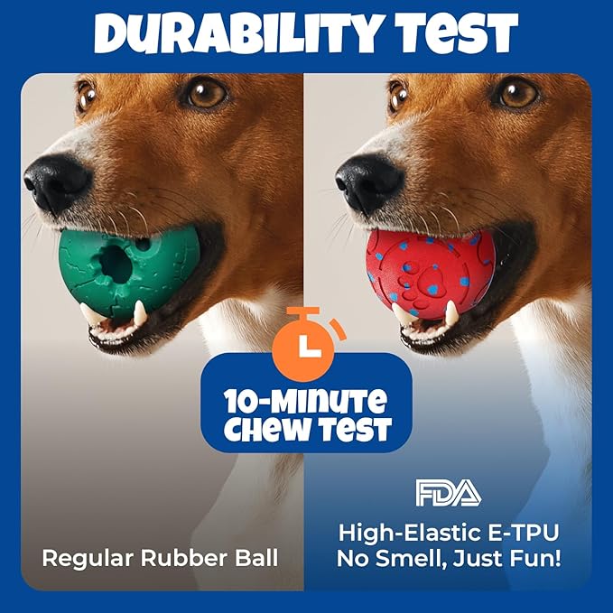 Dog Balls: Interactive Dog Ball Auto Rolling - Interactive Dog Toys for Aggressive Chewers - Bouncy &amp; Throwable, Type-C Rechargeable, Washable, for Small &amp; Medium &amp; Large Dogs – Red