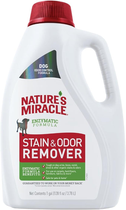 Nature’s Miracle® Stain &amp; Odor Remover, Tough on Dog Urine, Feces, Vomit, Drool and Other Organic Stains and Odors, 1 Gallon