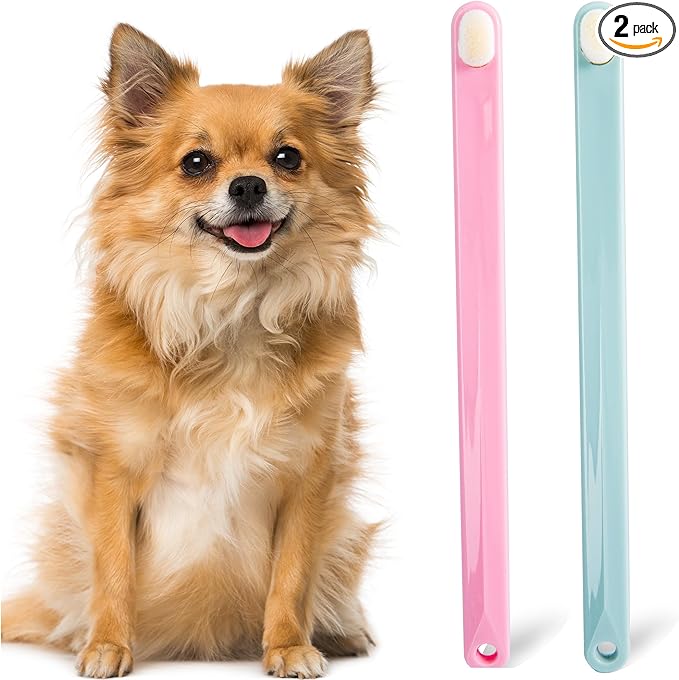 Small Dog Toothbrush, Cat &amp; Puppy Tooth Brushing Kit, Ultra Soft &amp; Mini Head Teeth Brush for Kitten &amp; Tiny Pet, Doggy Toothbrushes Deep Dental Clean, 2 PCS,Pinkgreen