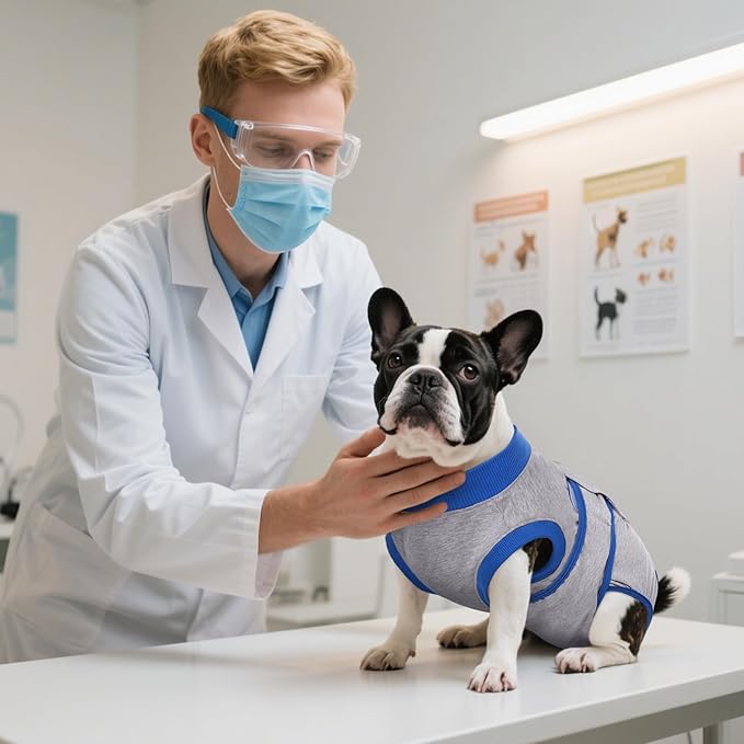 Kuoser Recovery Suit for Dogs Cats After Surgery, Professional Pet Recovery Shirt Dog Abdominal Wounds Bandages, Substitute E-Collar &amp; Cone,Prevent Licking Dog Onesies Pet Surgery Recovery Suit