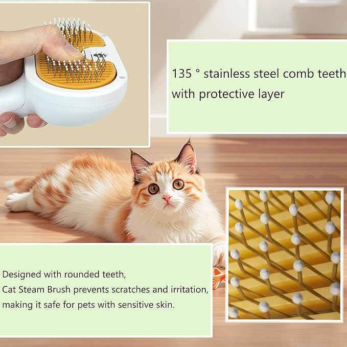 Cat Steam Brush for Shedding Dog Brush with Steam Pet Hair Cleaning Brush Comb for Spray 3 in 1 Pet Grooming for Long &amp; Short Haired Pets – Spritz Defur Comb for cats