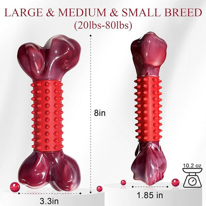 Apasiri Tough Dog Toys for Aggressive Chewers Beef Flavor: 8" Dog Chew Bone for Large Breed, Nylon &amp; Rubber Chew Toy for Medium Large Dogs