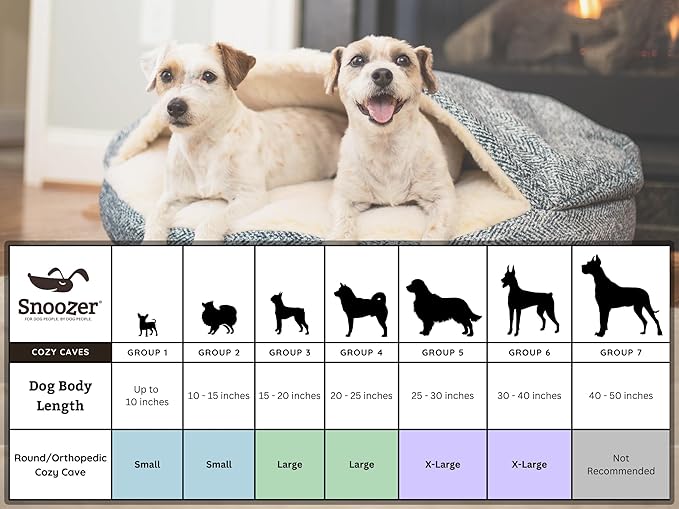 Snoozer Luxury Cozy Cave Dog Bed - Indoor Dog Bed with Cover Cave, Covered Calming Burrow for Small &amp; Medium Sized Pets with Blanket Attached, Enclosed, Washable - Large, Hot Fudge