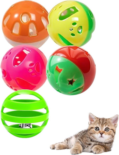 5-Pack Cat Toy Balls with Bells for Kittens and Indoor Cats, Snuggle Play (1.5&