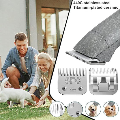 4pcs Dog Grooming Blades Compatible with Andis Dog Clippers,Detachable Ceramic Blade &amp; Stainless Steel Blade (3FC+4FC+5FC+7FC)