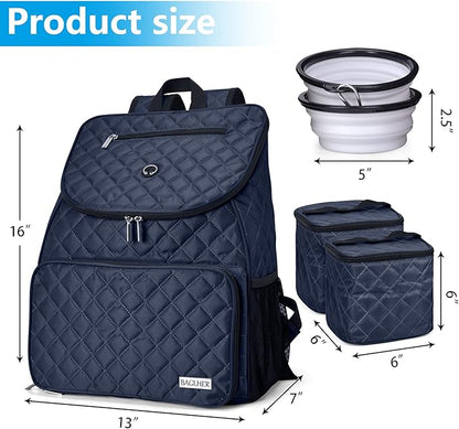 BAGLHER Dog Travel Bag,Airline Approved Pet Supplies Backpack, Dog Travel Backpack with 2 Silicone Collapsible Bowls and 2 Food Baskets.