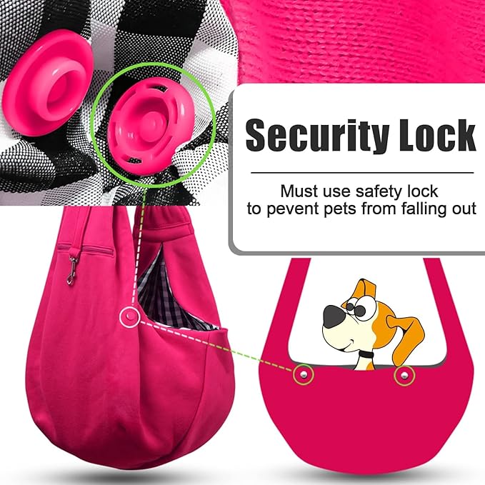 TOMKAS Dog Sling Carrier for Small Dogs Puppy Carrier for Small Dogs (Rose red, Adjustable Strap for 3-10 lbs &amp; Zipper Pocket)